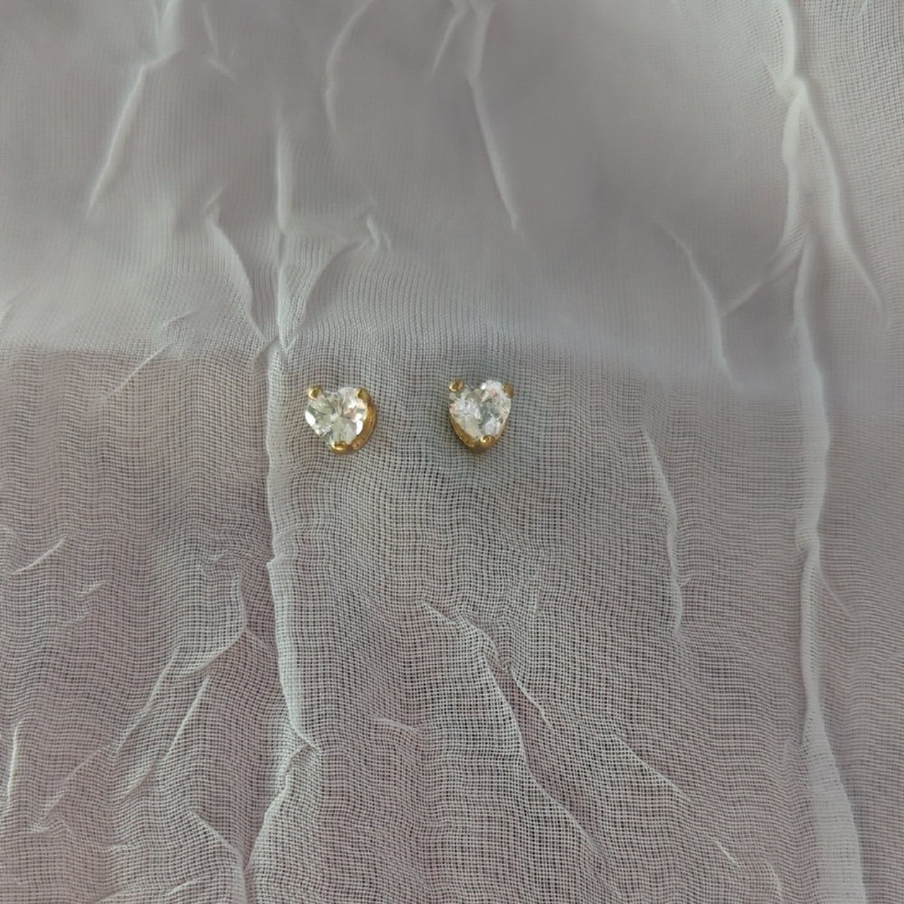 Gold Heart Stud Earrings